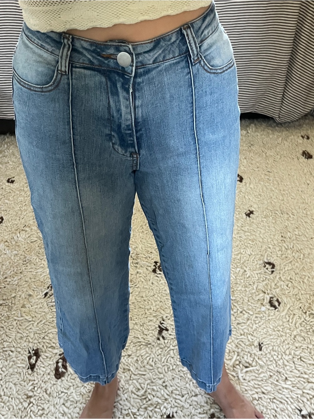Skies Are Blue Light Blue High-Rise Cropped Jeans with Front Seams - Picture 2 of 10